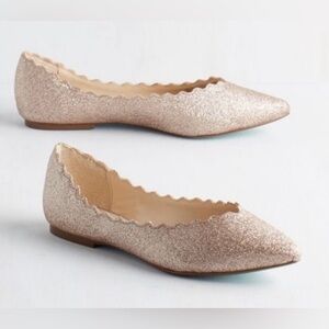 Betsey Johnson Crosby Sparkling Gold Flats.  Size 8.